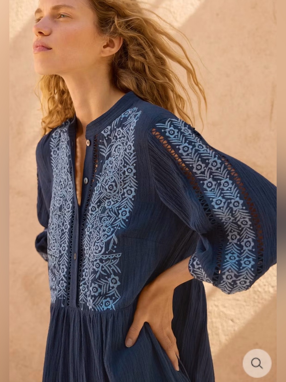 NWT Wrap London Embroidered
Crinkle Cotton & Linen Dress 6 - Picture 10 of 15